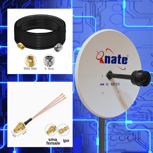 انتينا ميمو المطور 32 db + كيبل انتينا RG6 دبل شلد...