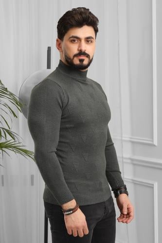بلوفر هاينك منقوش برقبة نصف الياقة - بلوفر هاينك ب...
