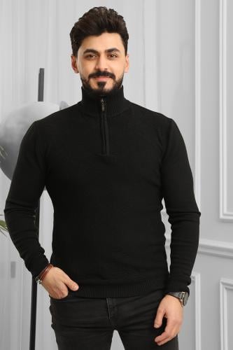 بلوفر رجالي بسحاب رقبة عالية