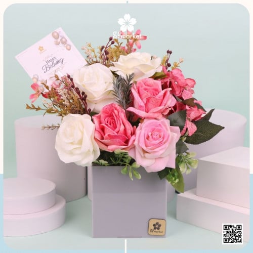 باقة ورد صناعي رصاصي AF056