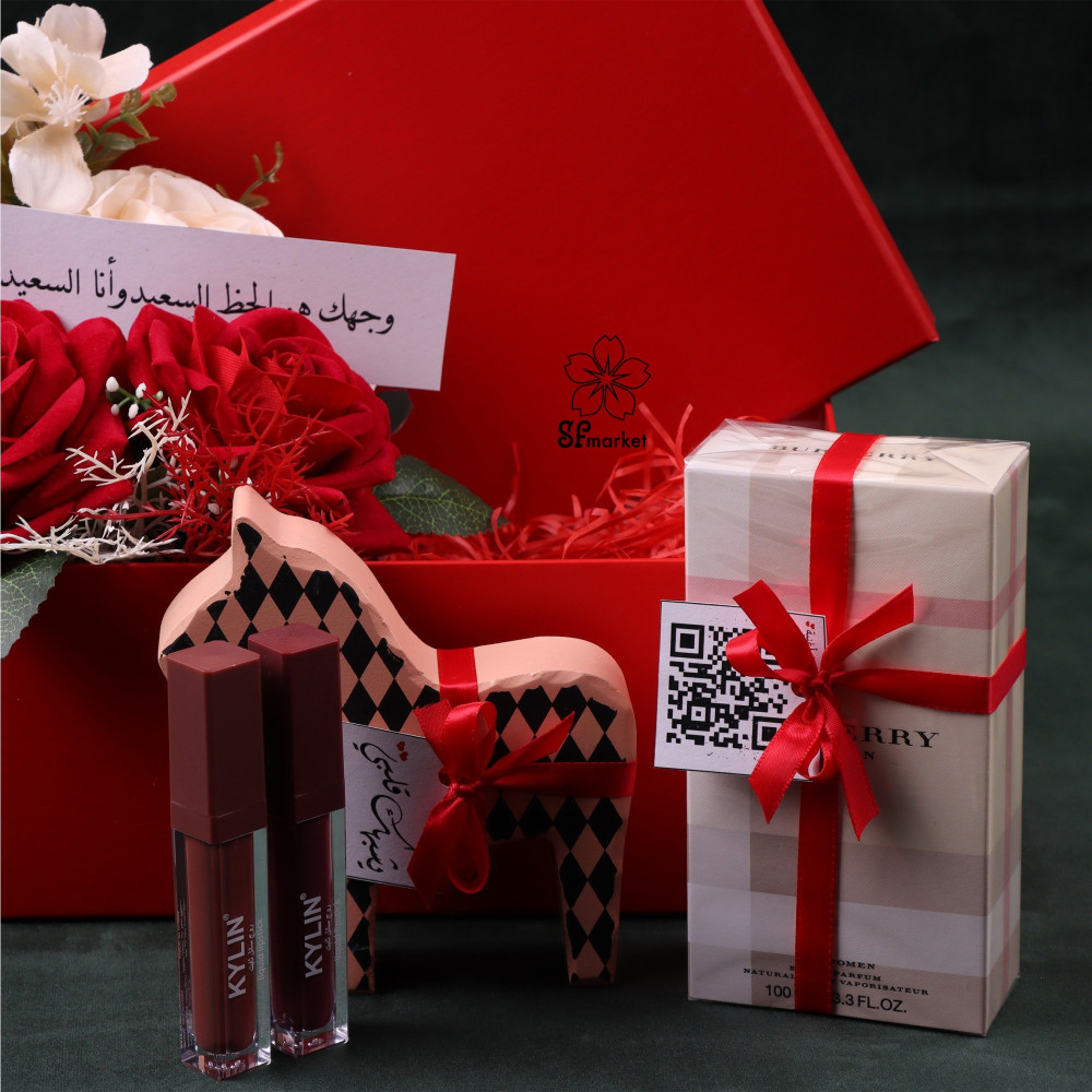 Gift package for women Burberry and horse perfume with 2 liquid rouge -  متجر اس اف ماركت