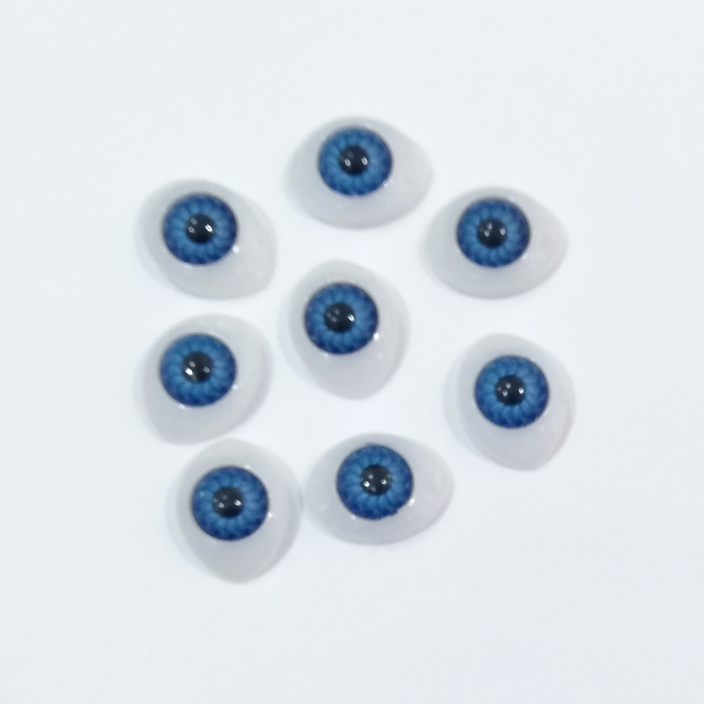 عيون دمى ازرق حجم وسط 16ملم -14ملم 8حبات
