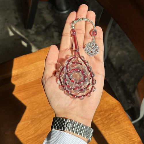 مسباح - بكلايت شفاف خيط احمر