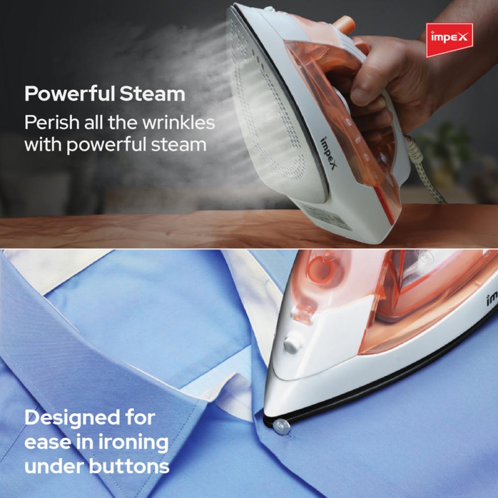 Electric Steam Iron Box - Non-Stick Coated Soleplate, 360-Degree Swivel Cord, Water Spray Function, Vertical & Horizontal Steaming, Variable Steam Control, , Pilot Lamp, Five Temperature Settings 1.45 kg 1300 W IBS 401 Multicolour