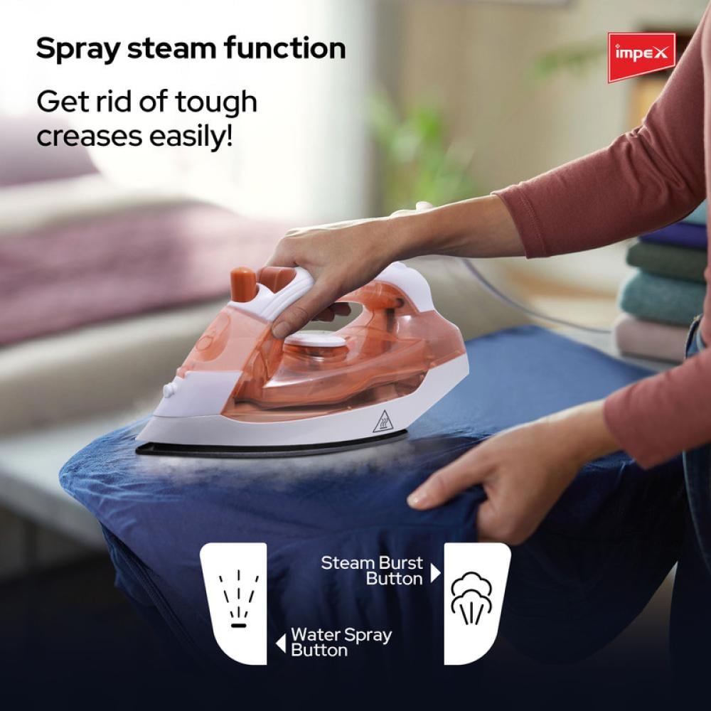 Electric Steam Iron Box - Non-Stick Coated Soleplate, 360-Degree Swivel Cord, Water Spray Function, Vertical & Horizontal Steaming, Variable Steam Control, , Pilot Lamp, Five Temperature Settings 1.45 kg 1300 W IBS 401 Multicolour