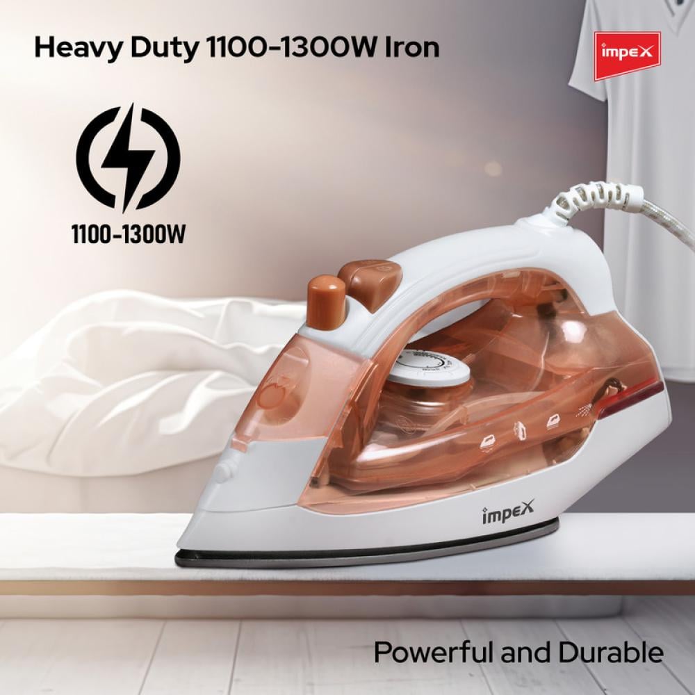 Electric Steam Iron Box - Non-Stick Coated Soleplate, 360-Degree Swivel Cord, Water Spray Function, Vertical & Horizontal Steaming, Variable Steam Control, , Pilot Lamp, Five Temperature Settings 1.45 kg 1300 W IBS 401 Multicolour