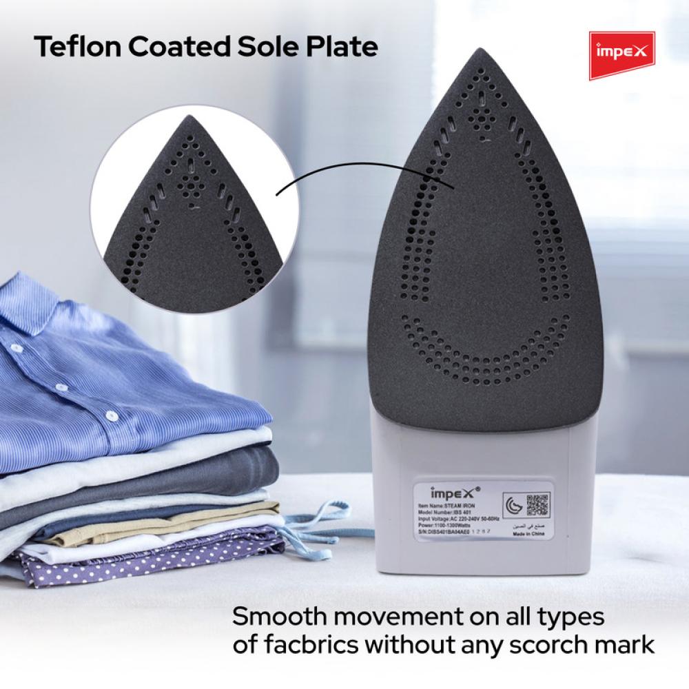 Electric Steam Iron Box - Non-Stick Coated Soleplate, 360-Degree Swivel Cord, Water Spray Function, Vertical & Horizontal Steaming, Variable Steam Control, , Pilot Lamp, Five Temperature Settings 1.45 kg 1300 W IBS 401 Multicolour