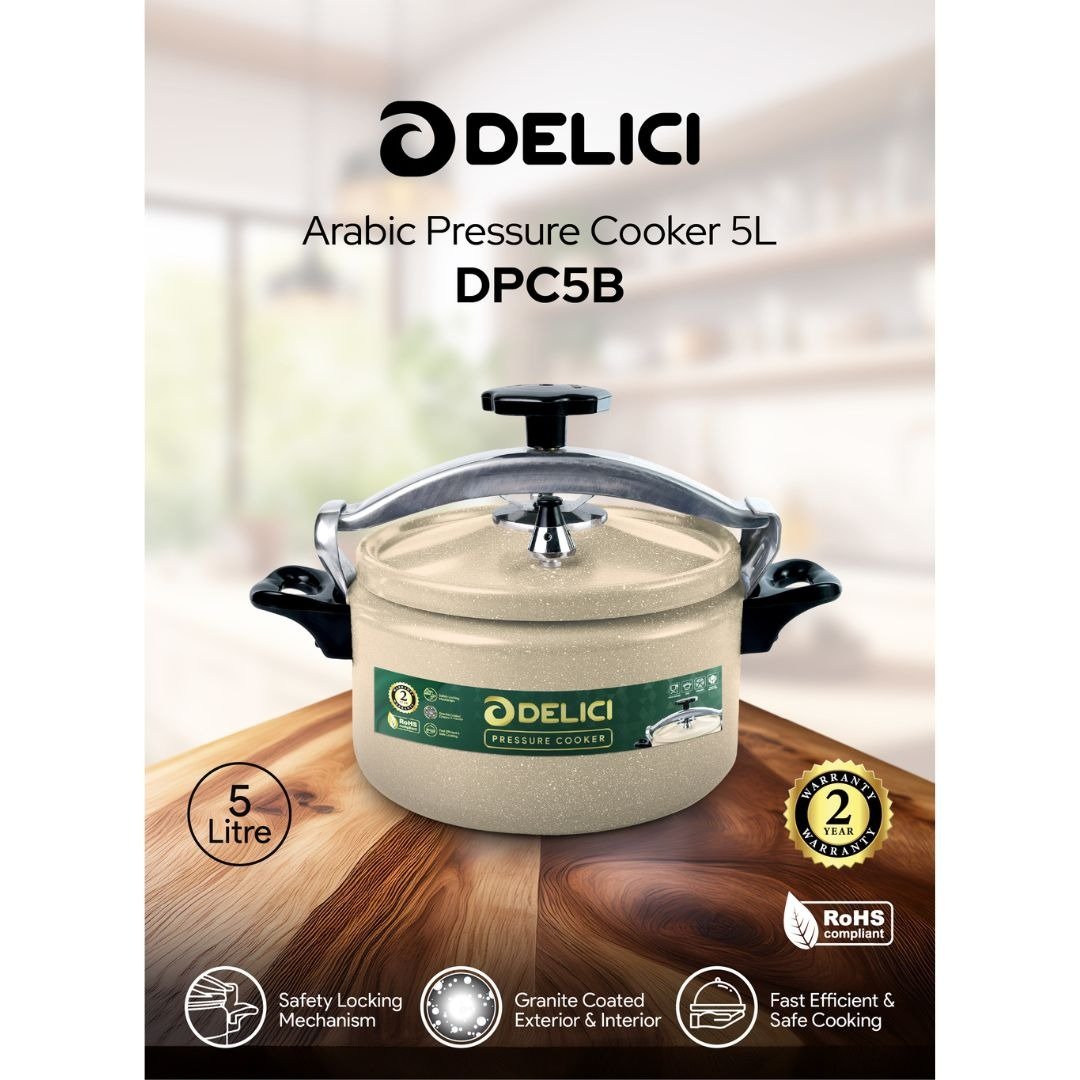 DELICI 5Ltr Aluminium Pressure cooker With a 2-year warranty, DPC