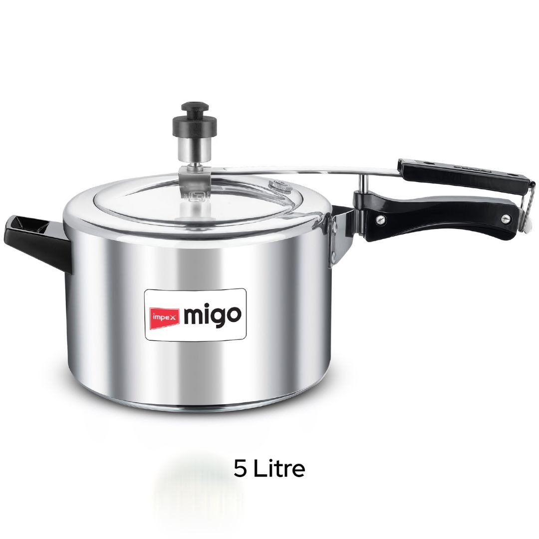 Impex Migo 2Ltr, 3Ltr 5Ltr Aluminum Pressure Cooker Combo, MIL