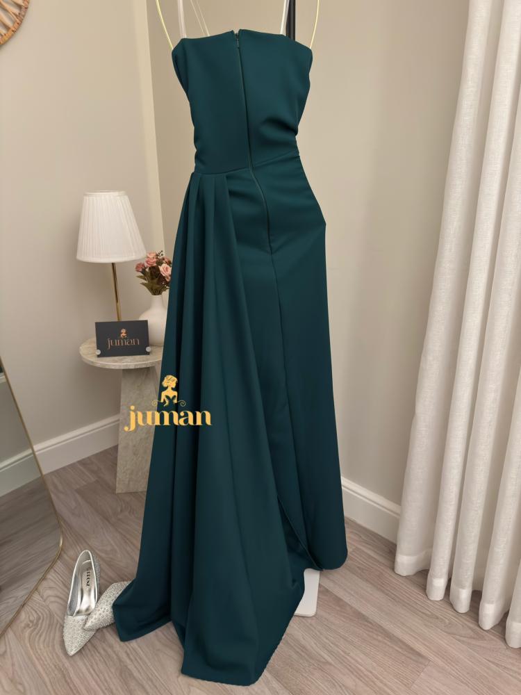 فستان سهرة زيتي باكمام منفصلة