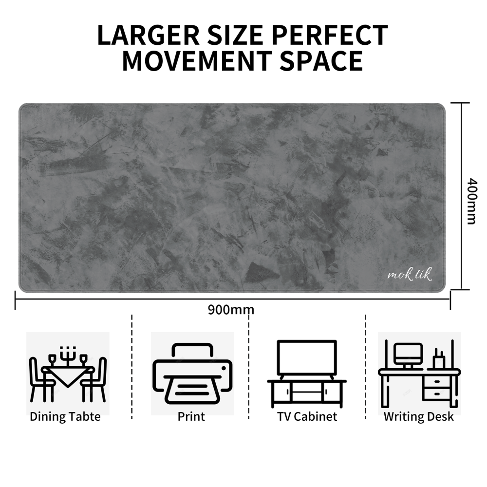 ماوس باد (Gray) للالعاب كبير الحجم مقاس 400 × 900 ملم مضاد للماء - مضاد للانزلاق.