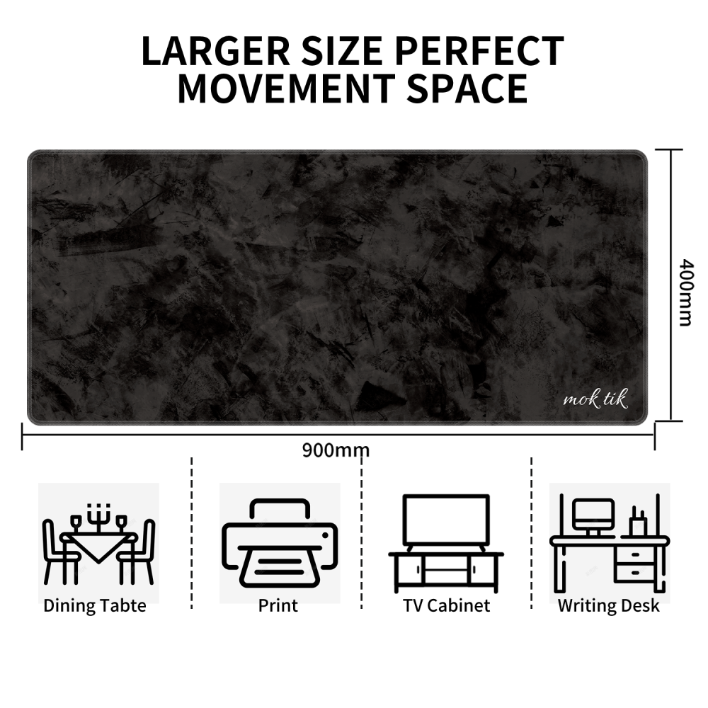 ماوس باد (Dark Black) للالعاب كبير الحجم مقاس 400 × 900 ملم مضاد للماء - مضاد للانزلاق.
