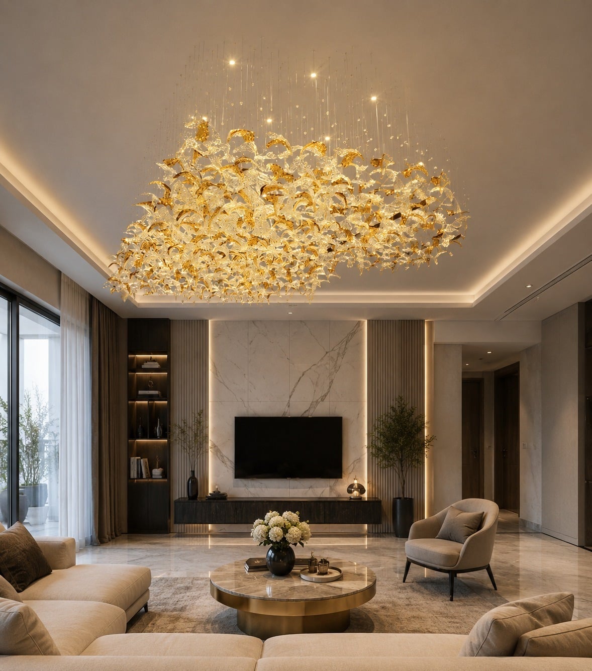 ثريات احجار واوراق