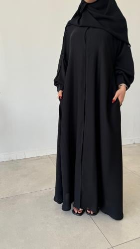 عبايه ساده اكمام كسرات