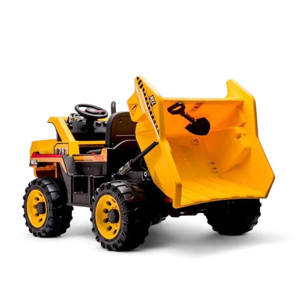 سيارة أطفال و شاحنة قلاب كهربائي بمقعدين لون أصفر من متجر سكوتري