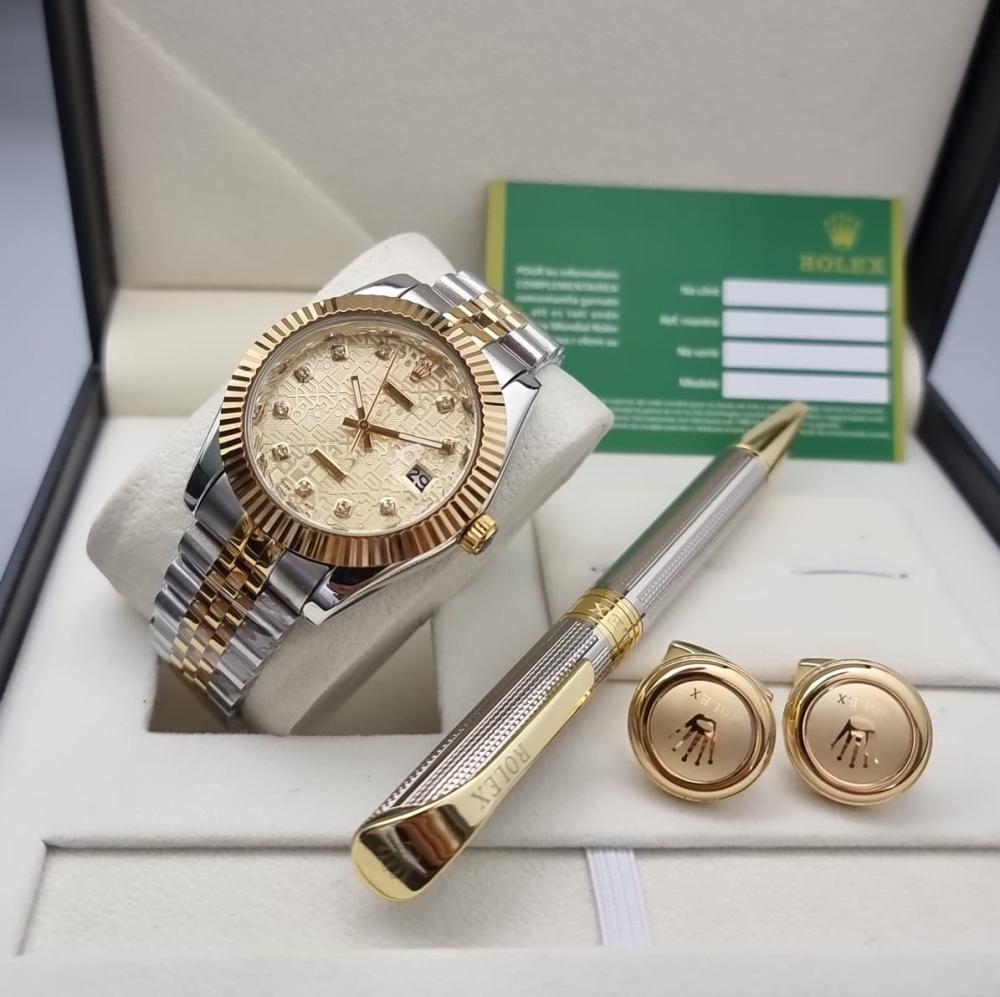 طقم ساعة وكبك وقلم ماركة رولكس