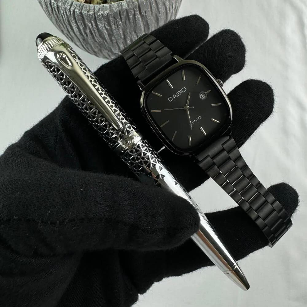 طقم ساعة كاسيو وقلم كارتير