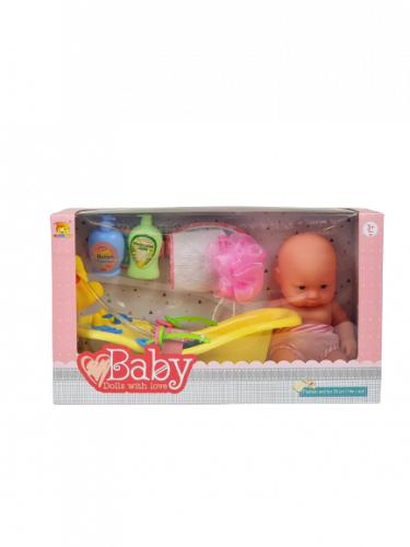 طقم استحمام دمية الطفل الرضيع