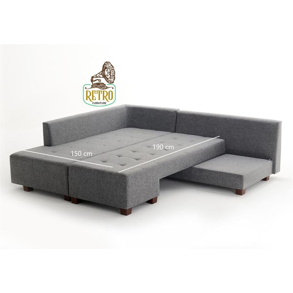 كنب سرير 280 سم – رمادي فاتح