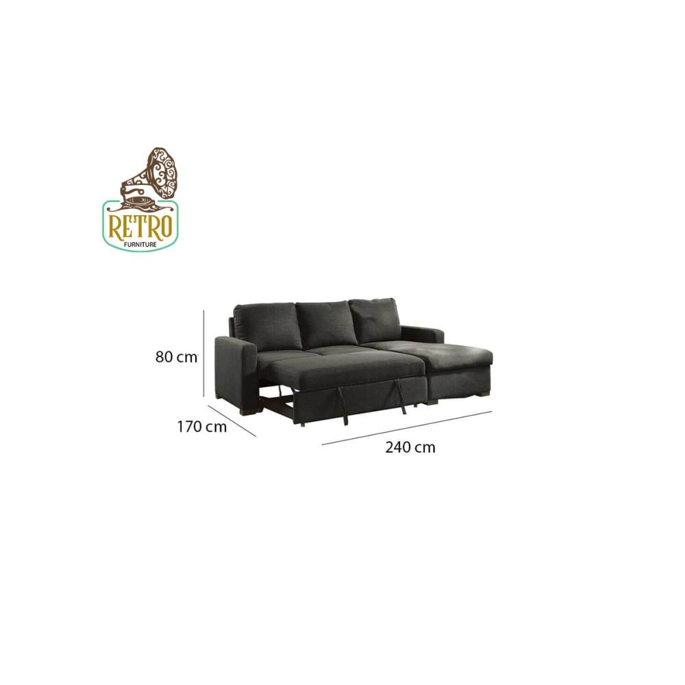 كنب سرير 240 سم –  أسود