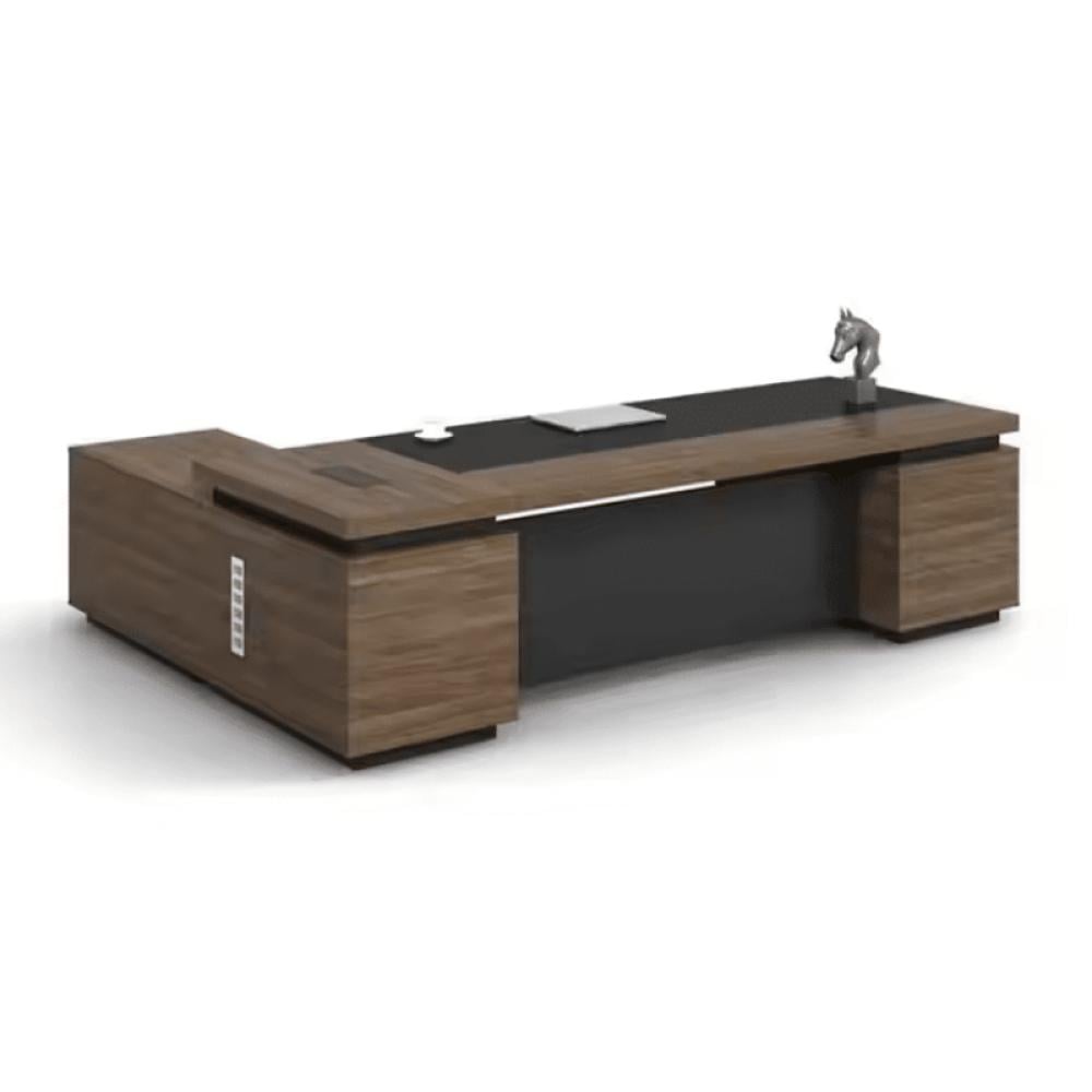 مكتب مودرن 200سم-اسود×خشبي