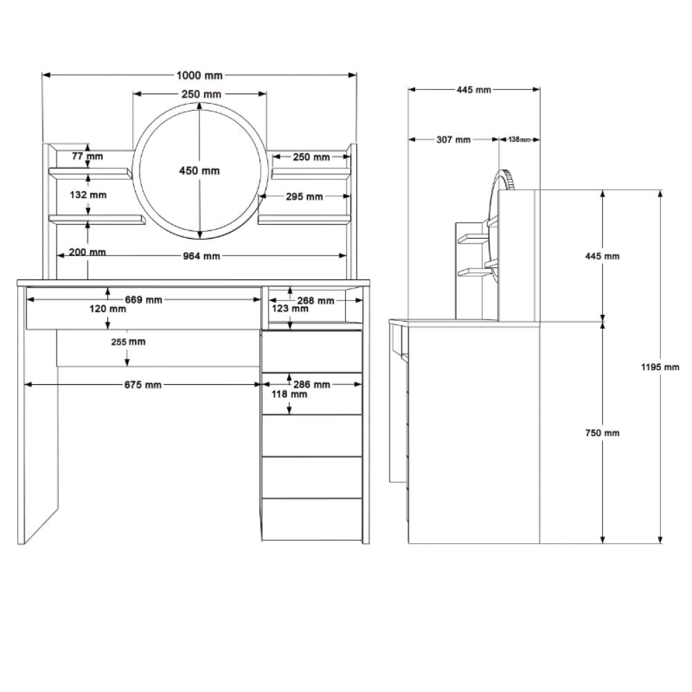 تسريحة مودرن 100سم - بيج × رمادي