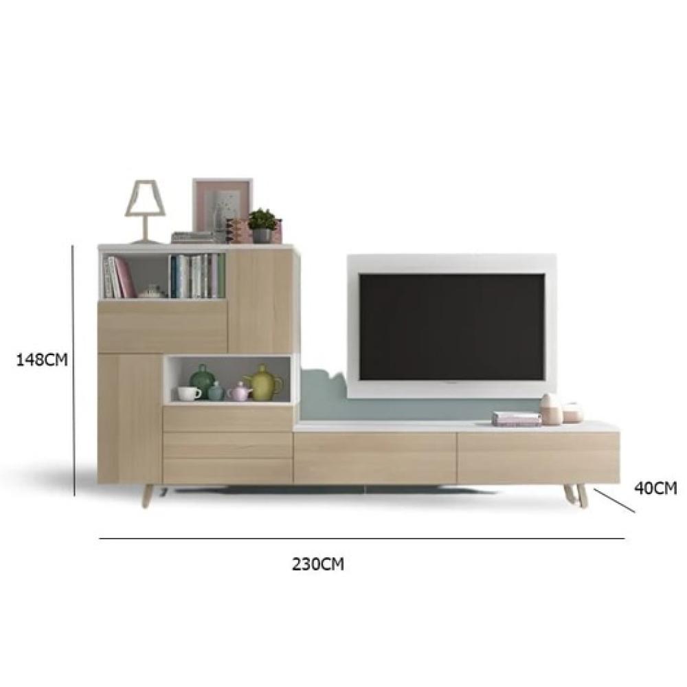 طاولة تلفاز بارفف مفتوحة - كاكي * ابيض