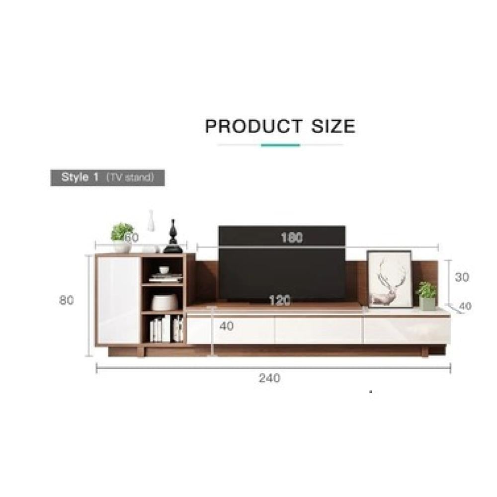 طاوله تلفاز متعددة الارفف-بني * أبيض