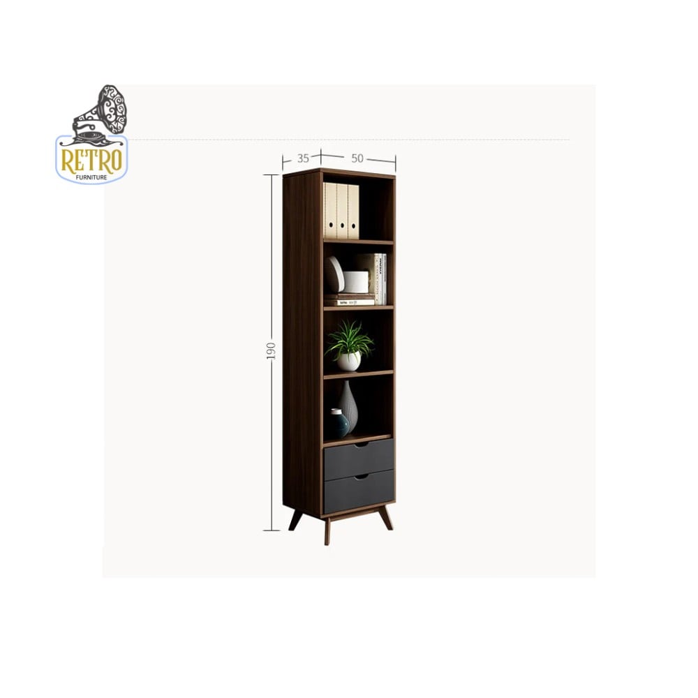مكتبة عصرية 50*190سم- بني X أسود