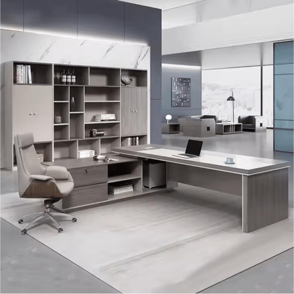 مكتب مودرن 200سم-اوف وايت×خشبي