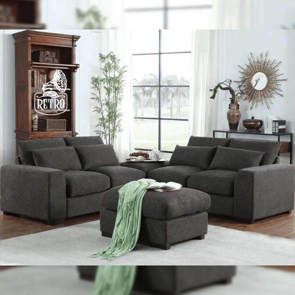 كنب زاوية عصرية مصنوعة من الخشب الطبيعي وقماش عالي الجودة