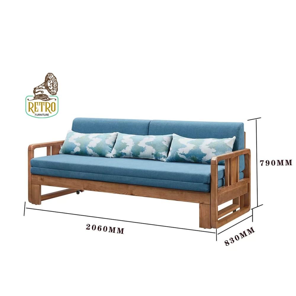 كنب سرير 206 سم –  أزرق×خشبي