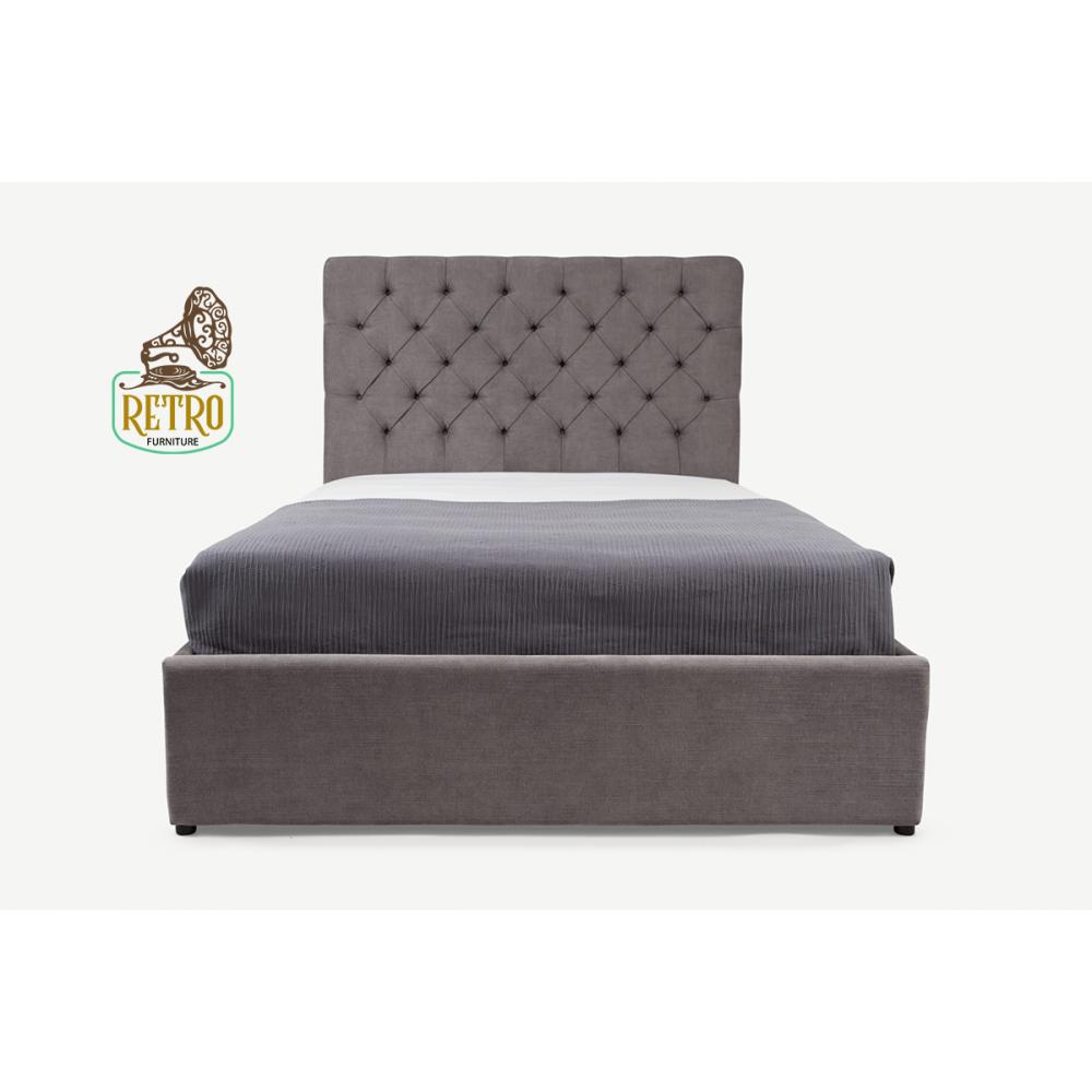 سرير مصنوع من خشب زان وقماش قطيفة عالي الجودة