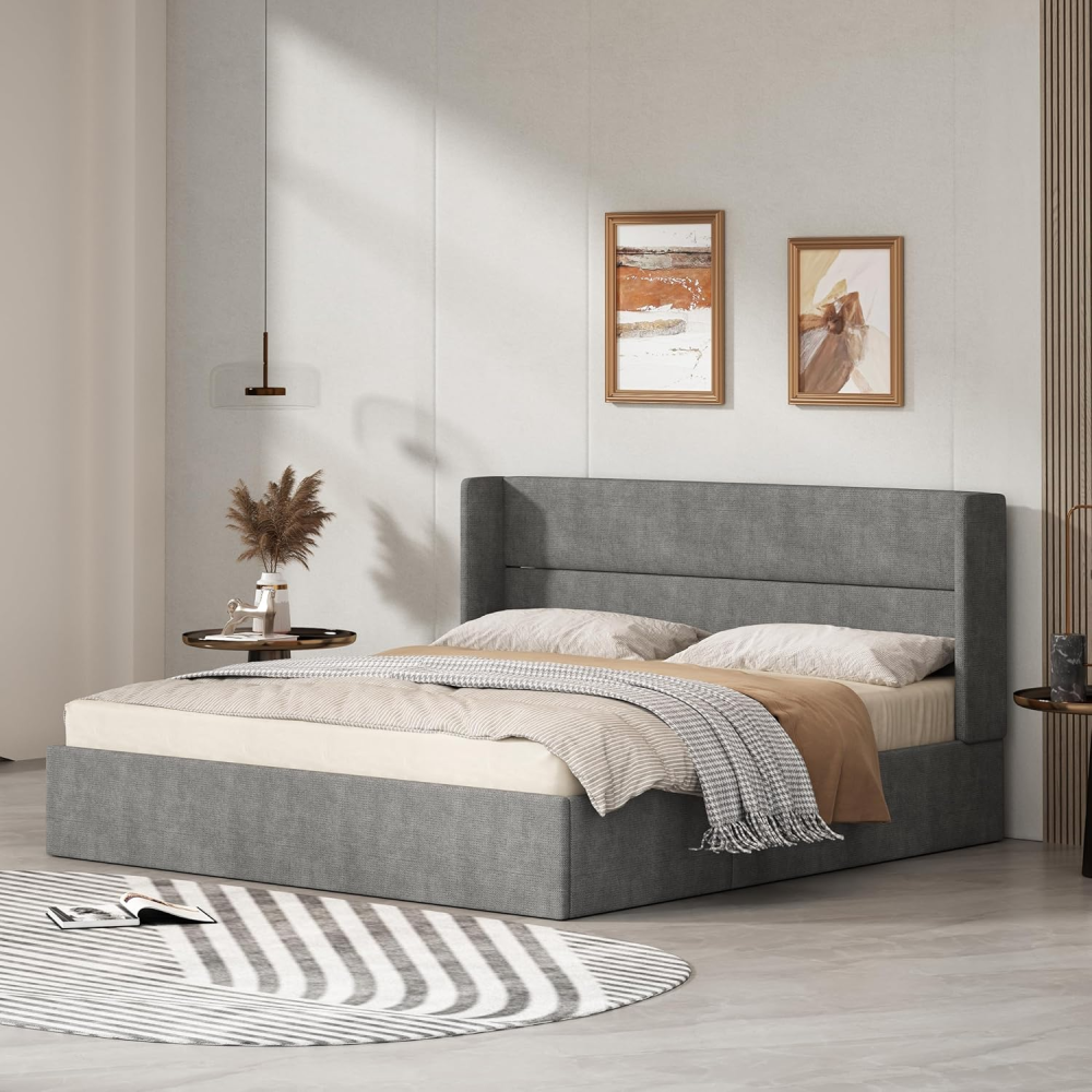 سرير مودرن 160 سم - رمادي