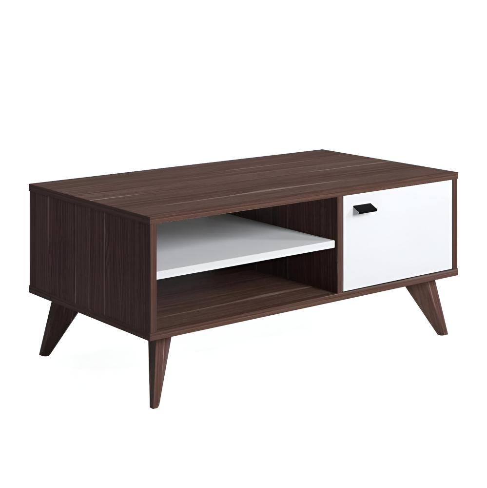 طاولة قهوة 100 سم - بني × أبيض