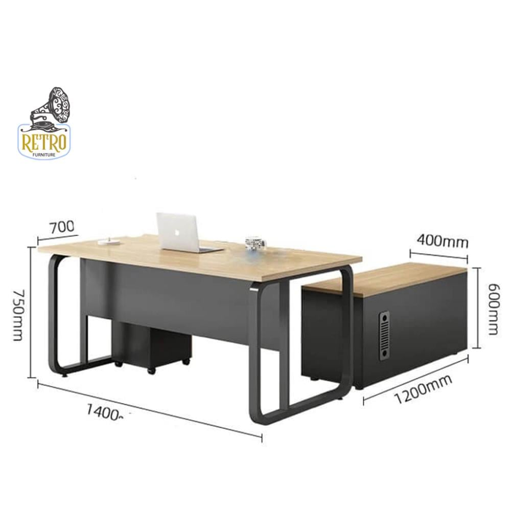 مكتب 140×70 سم – رمادي×خشبي