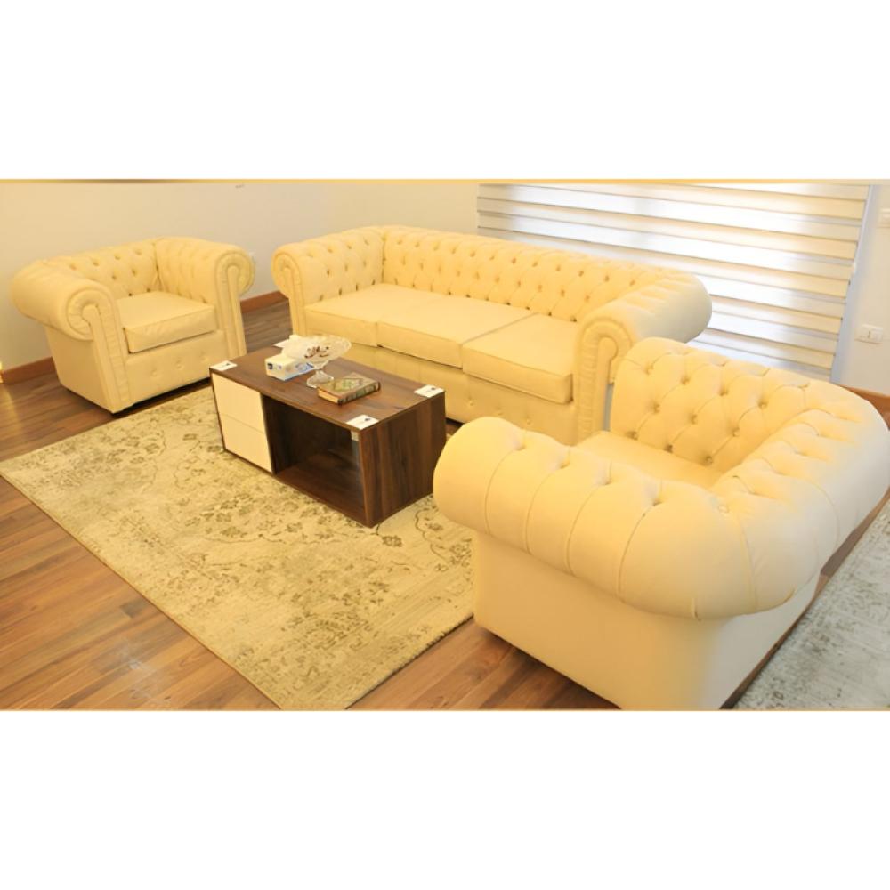 طقم أنتريه جلد-بيج