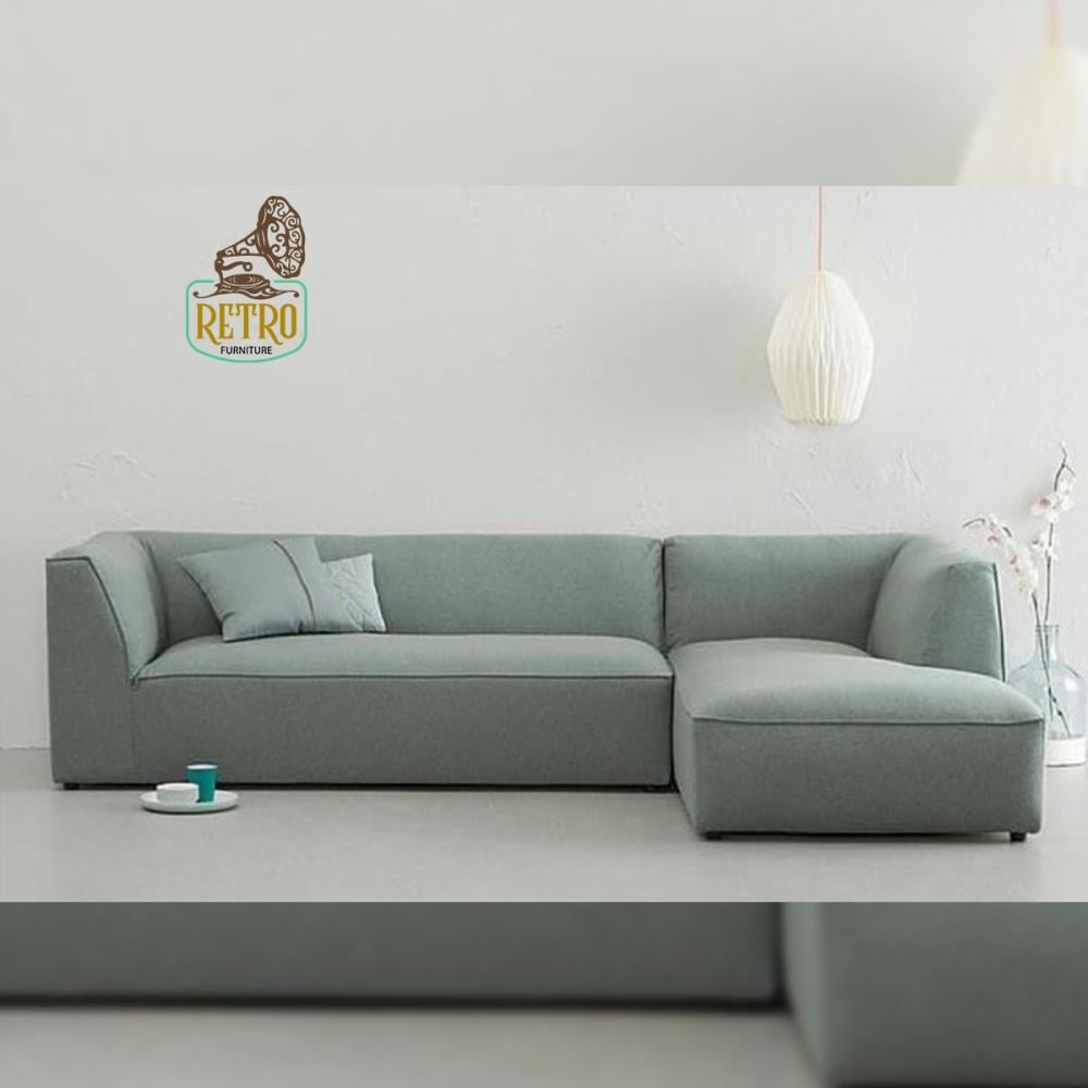 ركنة حرف L مصنوعة من خشب زان وقماش قطيغة عالي الجودة