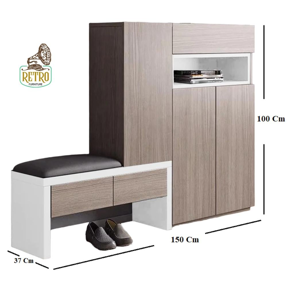 خزانة احذية 150 سم – خشبي×أبيض