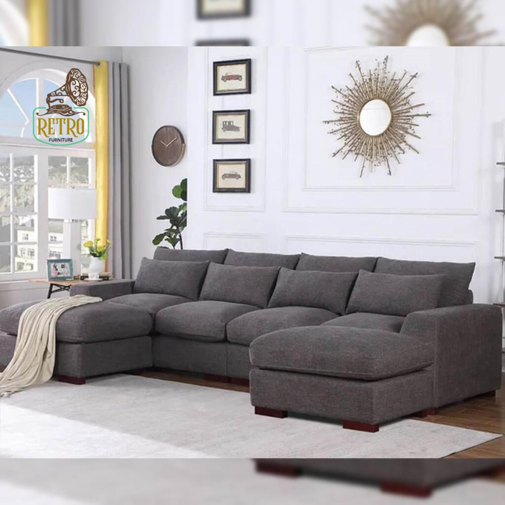 كنب زاوية عصرية مصنوعة من الخشب الطبيعي وقماش عالي الجودة