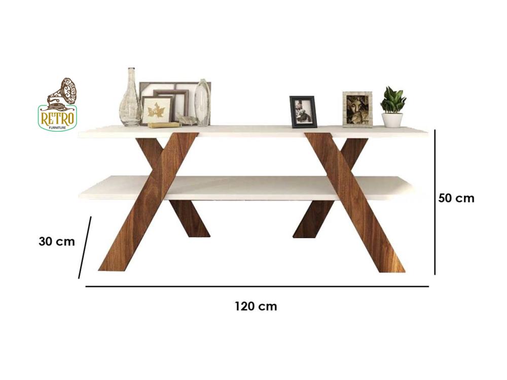طاولة تلفاز  120سم – بني×أبيض