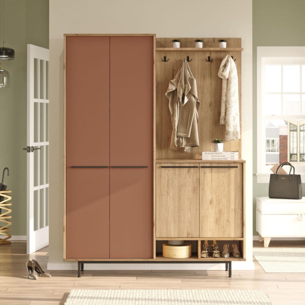 خزانة أحذية 147سم - بني × خشبي