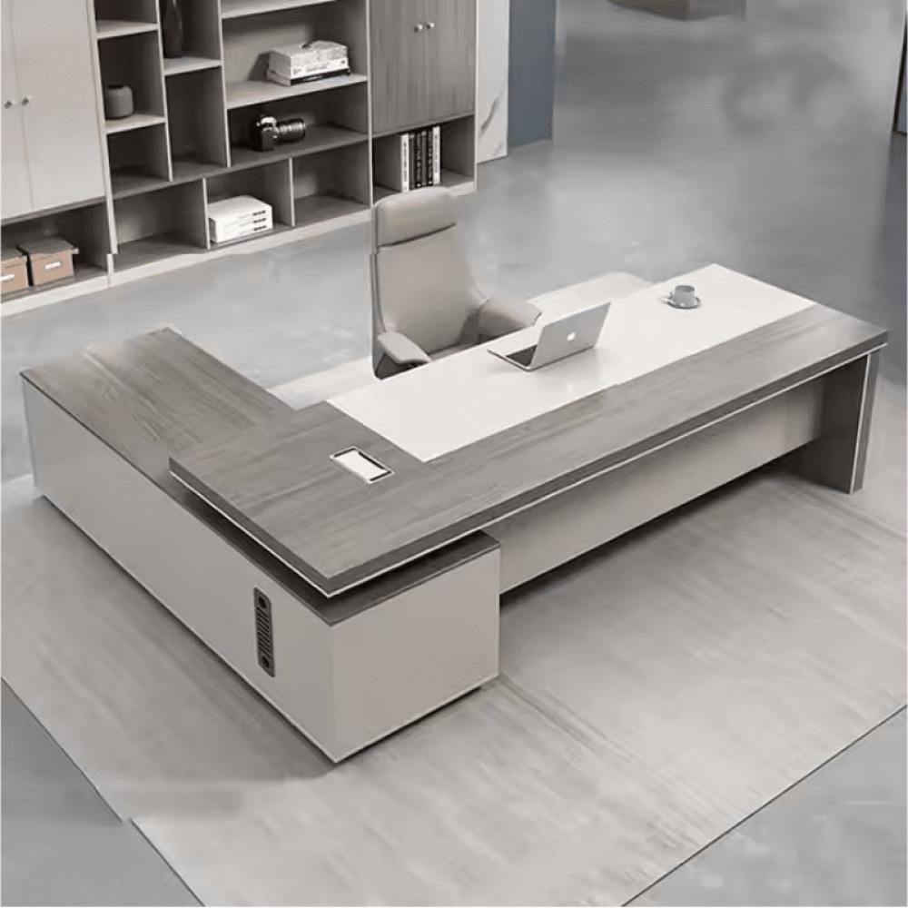 مكتب مودرن 200سم-اوف وايت×خشبي