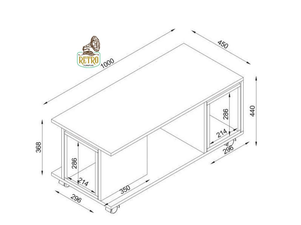 طاولة قهوة  100 سم - بني×أبيض