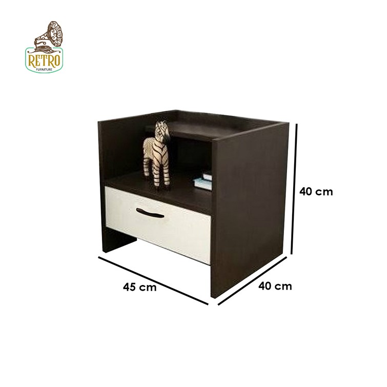 كومود مودرن 45 سم– بني×أبيض