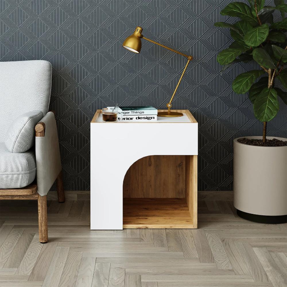 طاولة قهوة 50 سم - أبيض×بيج