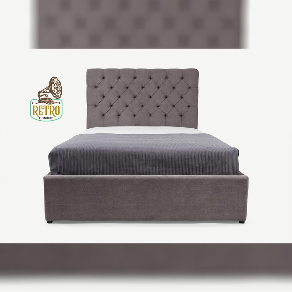 سرير مصنوع من خشب زان وقماش قطيفة عالي الجودة