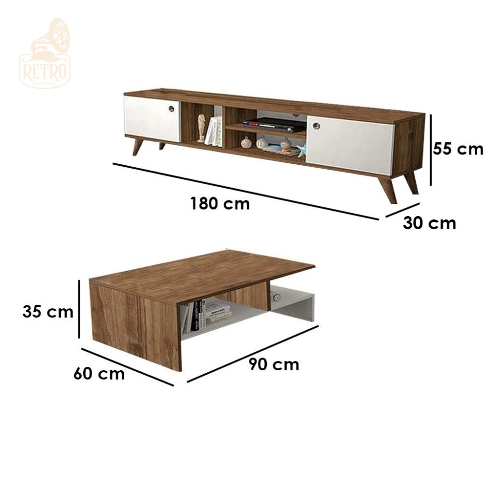 وحدة عرض و ارفف - أبيض/بيج