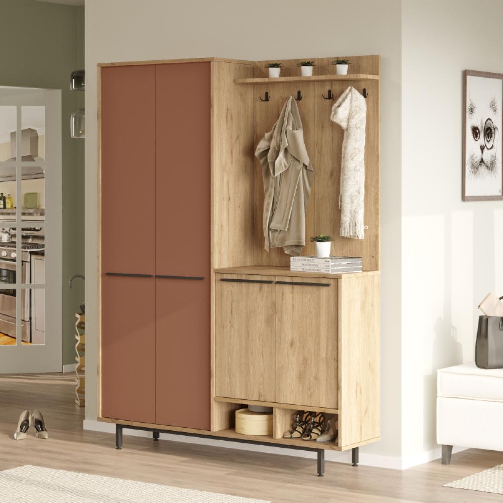 خزانة أحذية 147سم - بني × خشبي