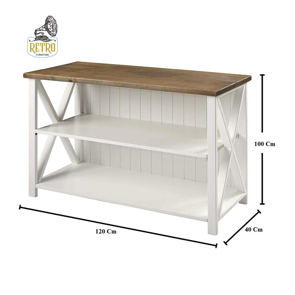 طاولة مدخل كونسول- أبيض وـ بني